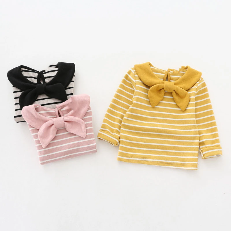 

fashion Girl Tops 3Color Autumn Winter Baby Clothings Striped Toddler Long Sleeve Soft Kids Tops Shirt Clothes