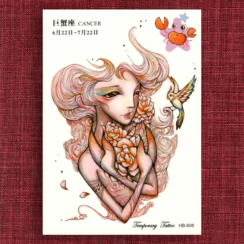 Тату-наклейки водостойкие с 12 созвездиями и раком для мужчин женщин | Красота