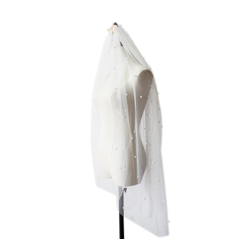 Однослойная свадебная фата SLBRIDAL с искусственным жемчугом свадебные аксессуары