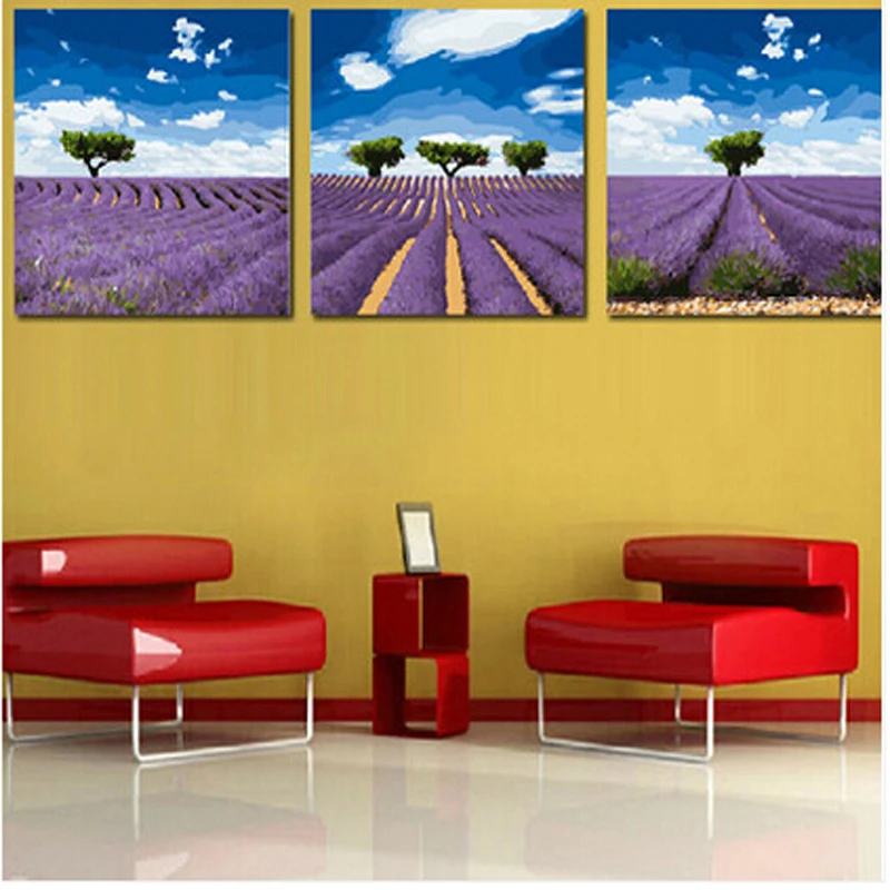 

15 kinds Three-picture Combination painting by numbers vintage home decor wall art flower pictures oil painting on canvas H459