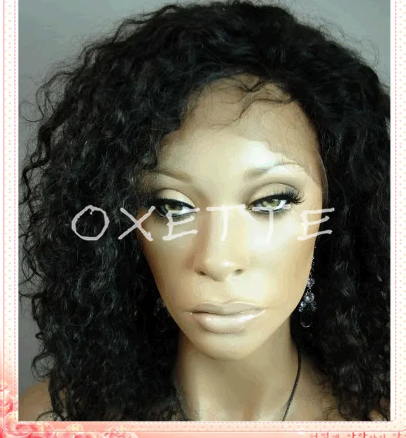 Oxette бесплатная доставка glueless полные парики шнурка волос remy вьющиеся кружева