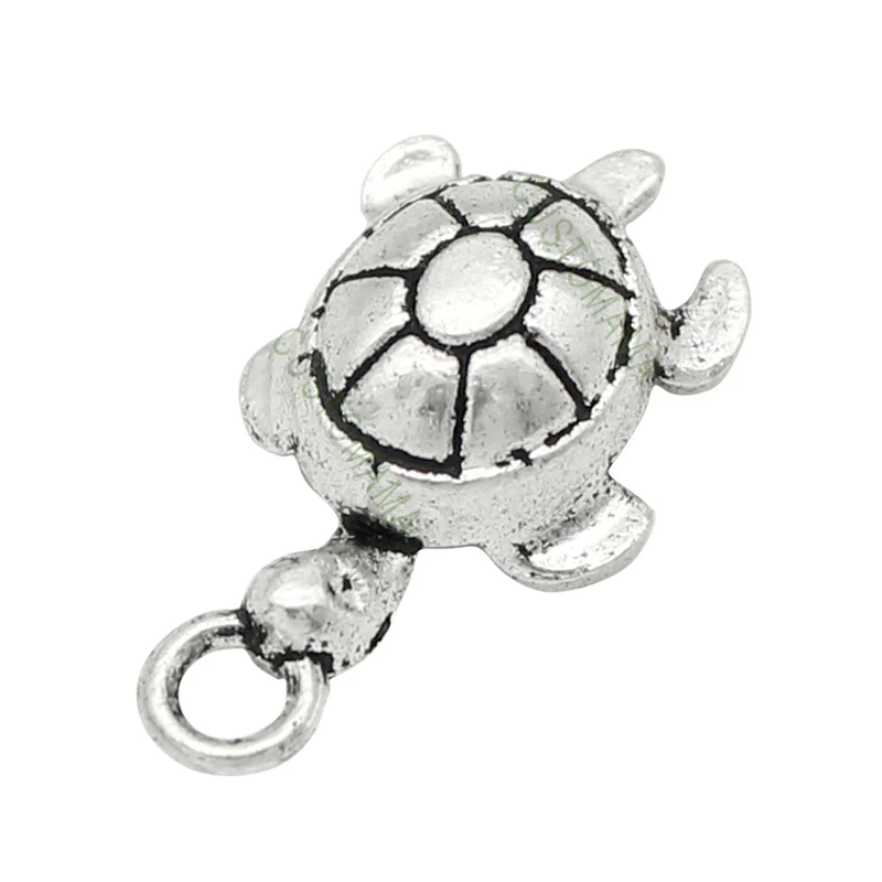 70pcs-Tortoise Charms, Antique Tibetan Silver Turtle Charm Pendant 23x12mm