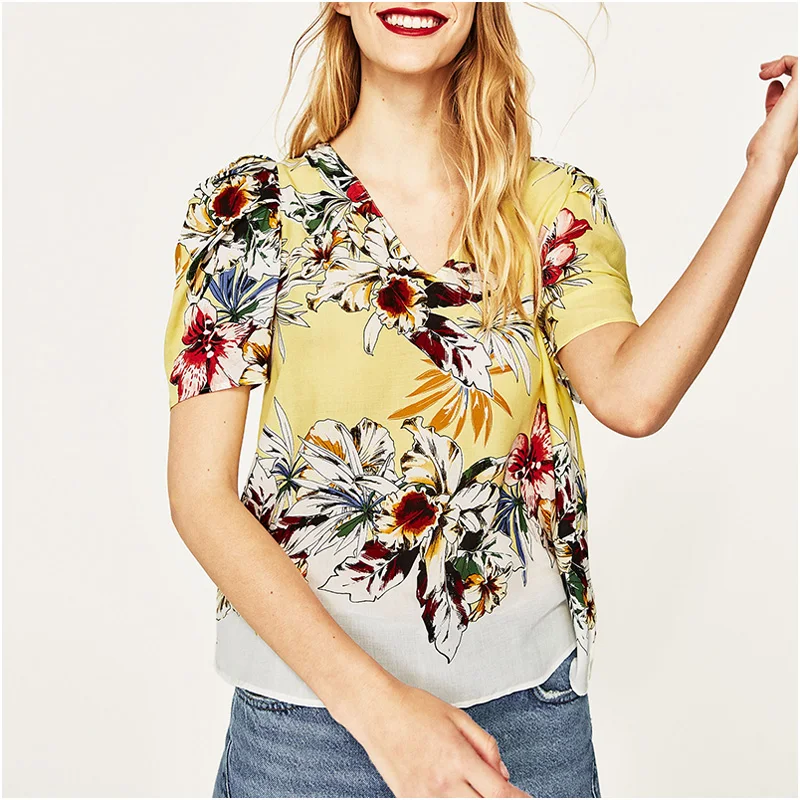 NYMPH женские рубашки блузки корейский офисный стиль 2017 роскошный бренд принт