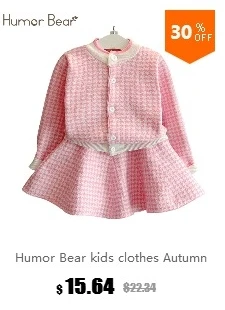 Humor Bear/осень г. Новые комплекты одежды для девочек Повседневная клетчатая куртка с длинными рукавами+ юбка, костюмы для детей из 2 предметов