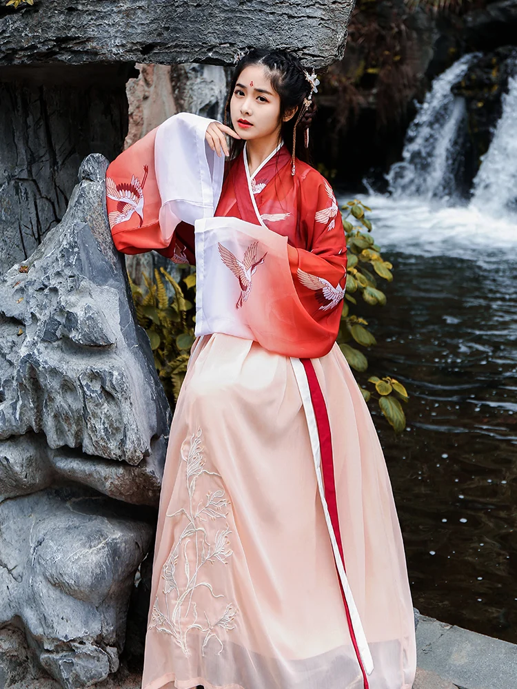 

Hanfu Dress Women Costume Ancient Chinese Folk Dance Fairy Princess Dancewear National Tang Dynasty Classical Cosplay Suit