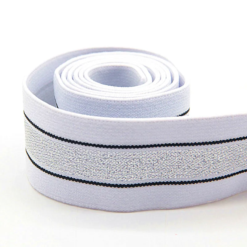 white silve whit 4cm Резинка 4 см ширина мягкий Блестящий золотистый Серебристый РЕЗИНКИ 40 мм шитье DIY сумка шляпа одежда платье аксессуары для одежды 1 м - Цвет: white silve whit 4cm