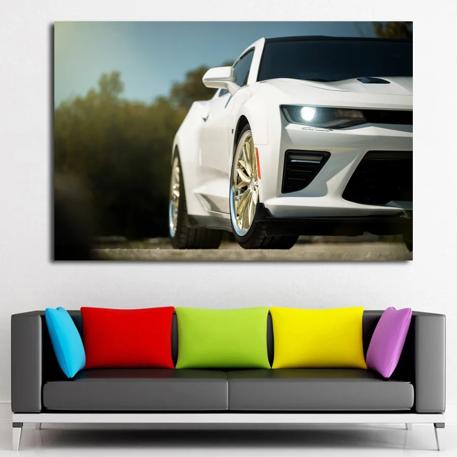 Muscle Car White Camaro Poster Modern Wall Art Picture Canvas Print For Home Room Decor | Дом и сад