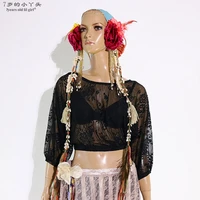 belly dance top costumes new style senior sexy lace bat sleeve blouse brr01 10
