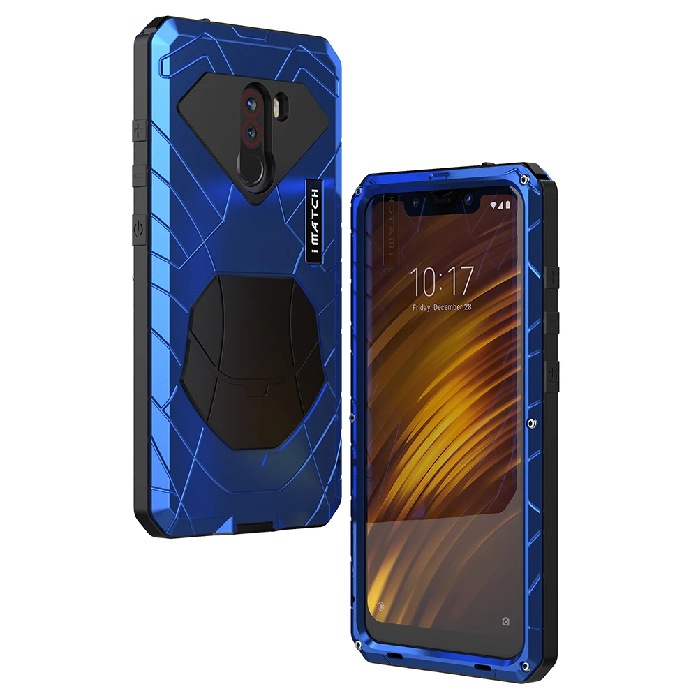 Для Xiaomi mi Pocophone F1 твердый корпус для телефона Алюминиевый металлический протектор экрана из закаленного стекла для Xiao mi 9 T сверхмощный протектор