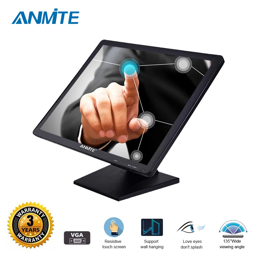 Anmite 1" ЖК-дисплей для рабочего стола сенсорный экран Сопротивление сенсорный экран СВЕТОДИОДНЫЙ монитор резистивный сенсорный экран 1280X1024