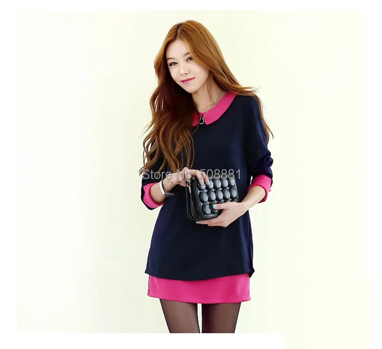 2016 Новая Зимняя Свободно Офис Платье для Женщин С Длинным Рукавом Большой плюс