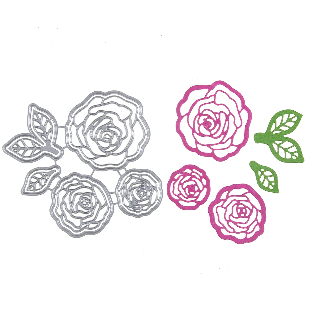 Цветы Листья металла резки штампы корсаж розы Шаблон зеркало Трафарет DIY