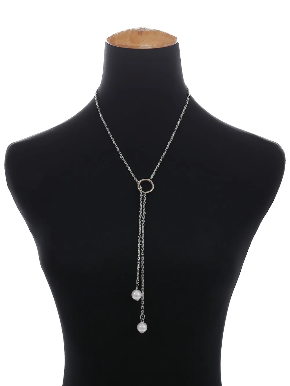 Kymyad Long Necklace Imitation Pearl Necklaces &amp Pendants Choker For Women Jewelry Gold Color Tassel Chain | Украшения и