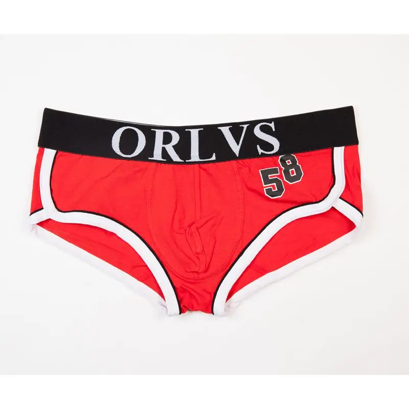 Бренд ORLVS 58, мужские боксеры, шорты, хлопковое Мужское нижнее белье, сексуальные боксеры для мужчин, популярные мужские трусы, 5 цветов, трусы с мешочком, нижнее белье - Цвет: red