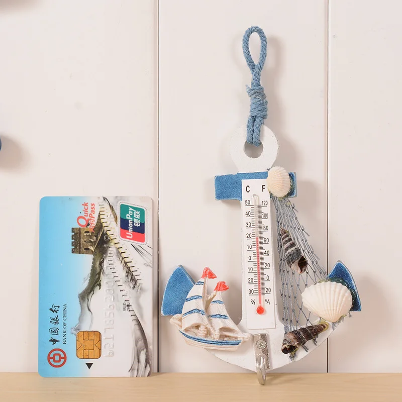 Деревянный якорь термометр ремесла искусство настенный крючок измерительный