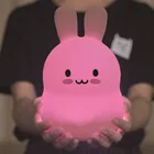 Светодиодный ночсветильник в виде кролика с сенсорным датчиком, 9 цветов, мультяшный силиконовый ночник в виде кролика, прикроватная лампа для спальни, детский подарок