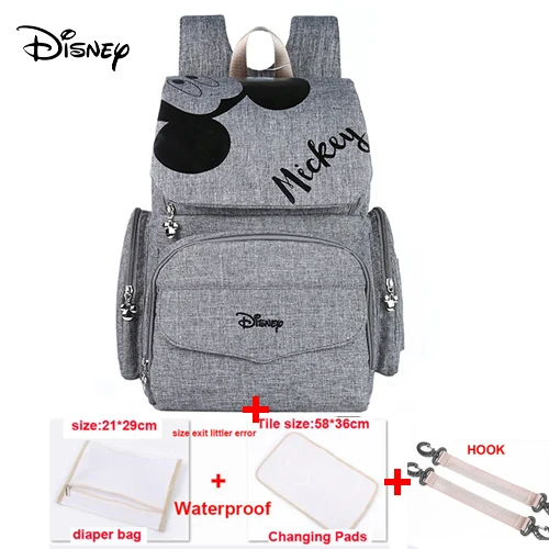 Сумка для подгузников disney Mommy, сумка для кормящих подгузников для беременных, сумка для ухода за ребенком, дорожный рюкзак, дизайнерские сумки с изображением Микки, сумочка серого и черного цвета - Цвет: 4