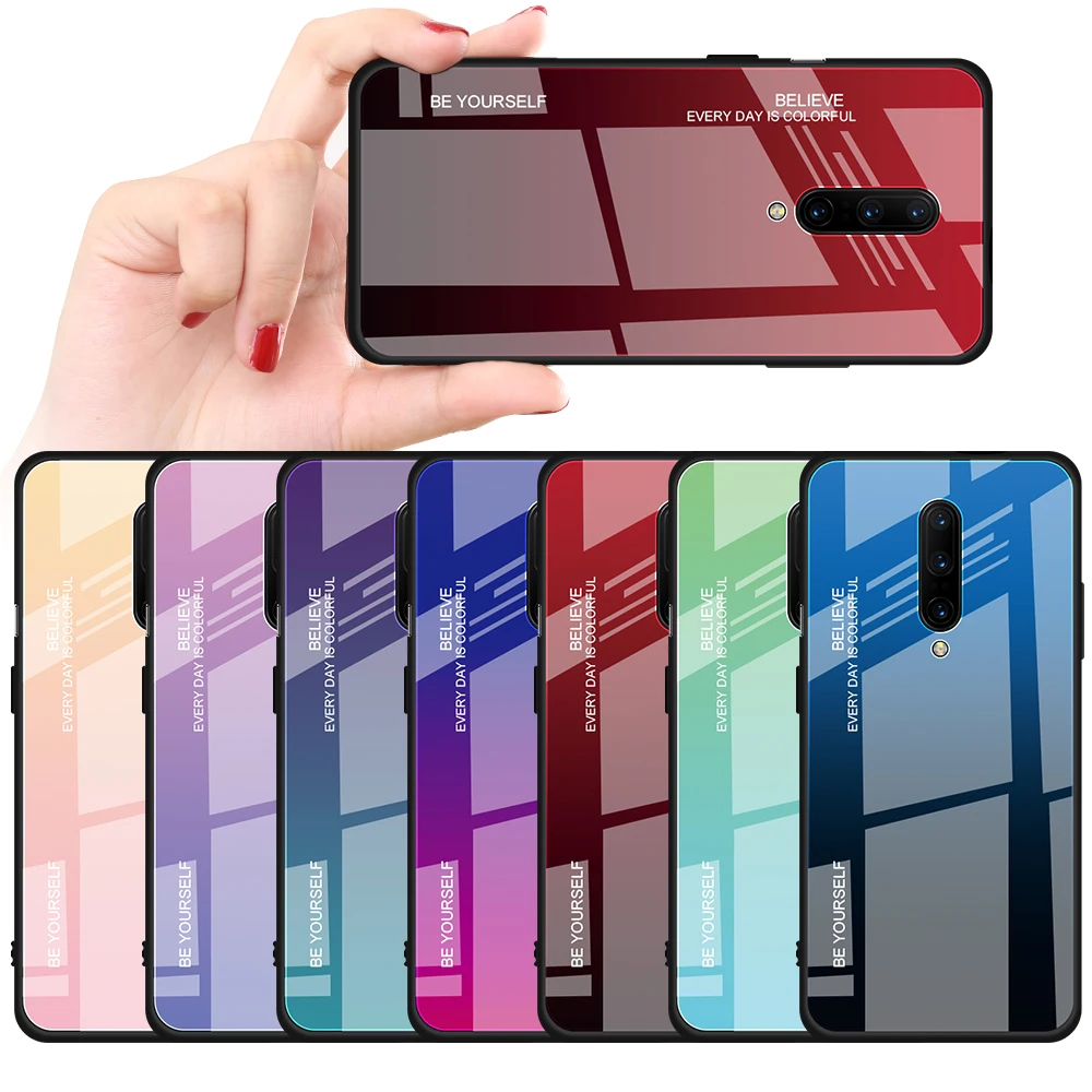 Роскошный чехол из закаленного стекла для OnePlus 6 T 7 Pro Цветной силиконовый