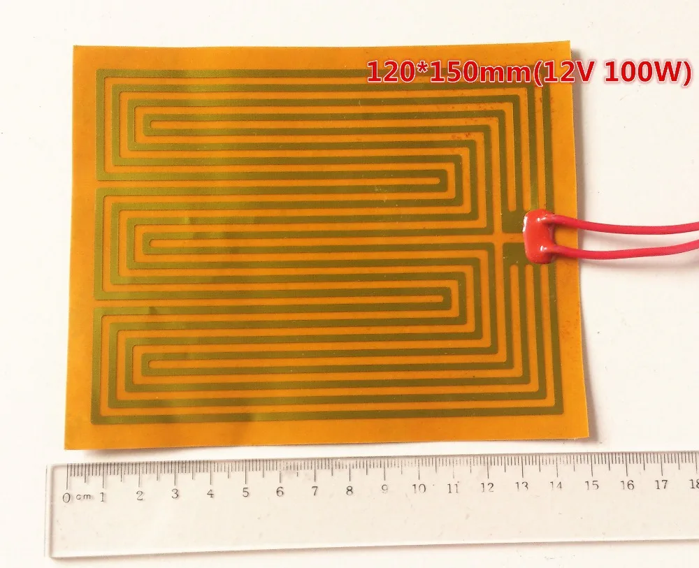 Электротепловое нагревание 120*150 12V 100W полимидная мембрана PI электротепловая