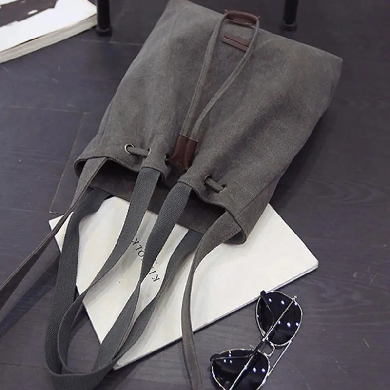 Модные женские холщовые сумки на плечо сумка шнурке ведро мессенджер кошелек