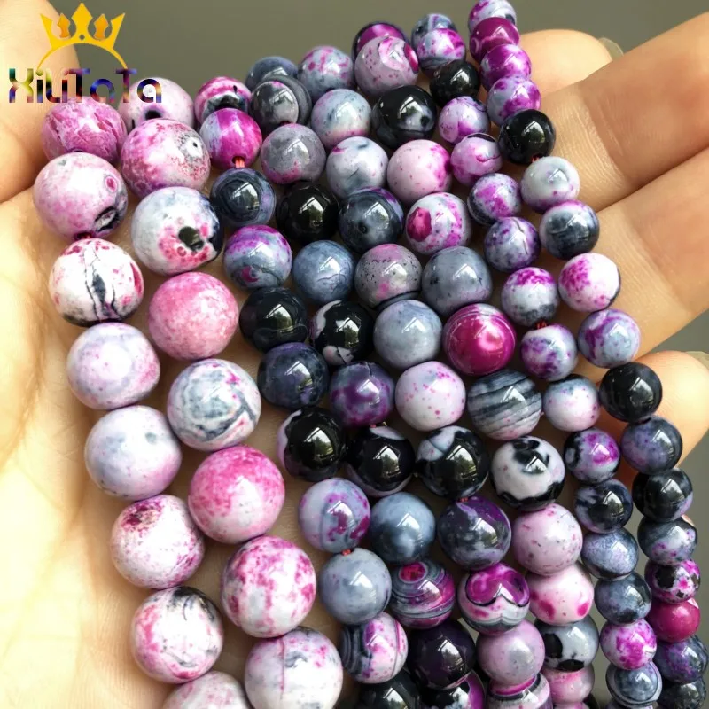 

Бусины Из розового красного огненного агата и оникса, круглые бусины-разделители россыпью для изготовления ювелирных изделий, нитка 6/8/10 мм,...