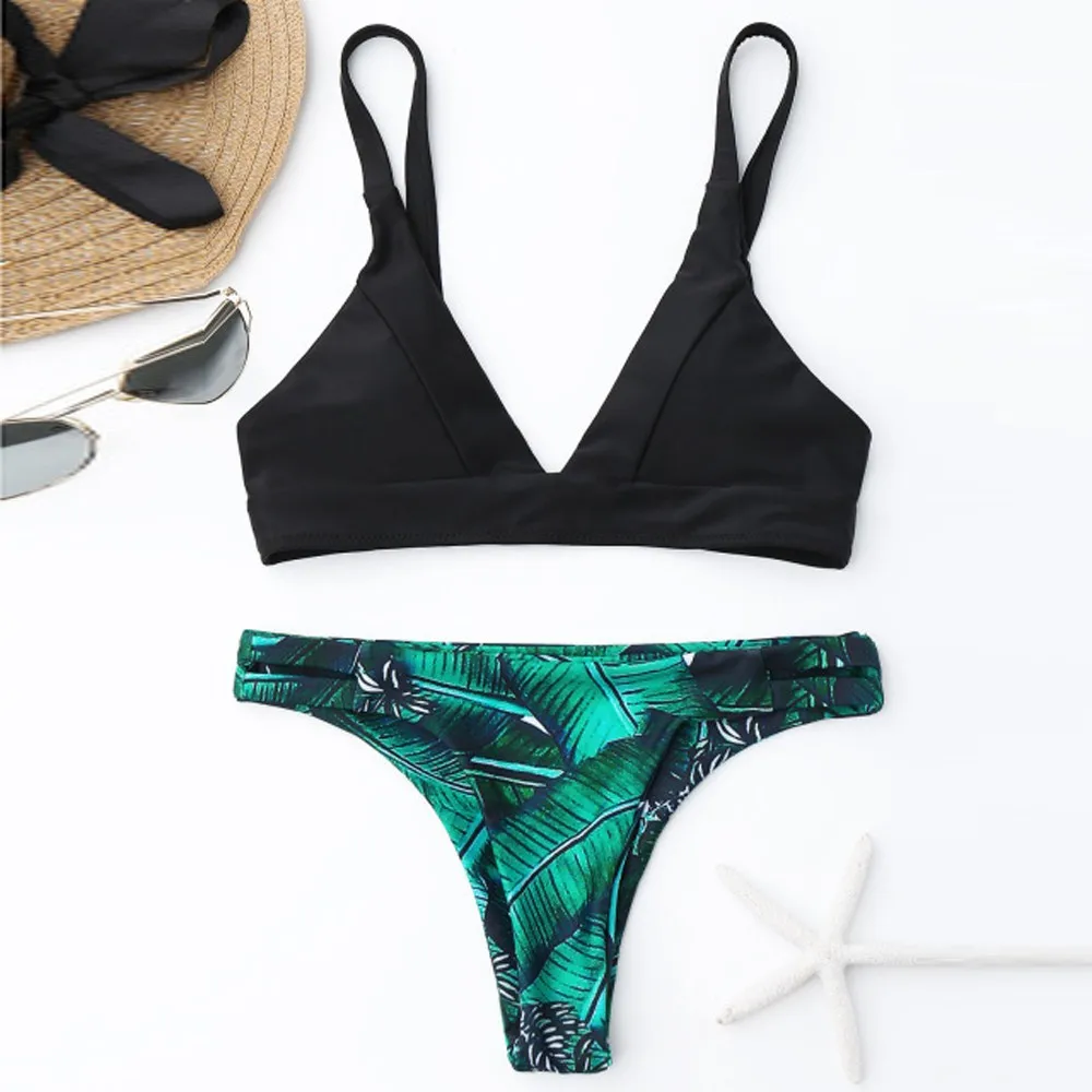 Женский купальный костюм maillot de bain набор бикини с высокой талией и принтом 2019 |