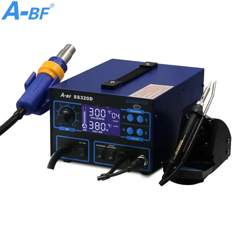 A-BF GS90D 90W 836D 60W 220V паяльник для подключения к Температура Регулируемый цифровой ЖК-дисплей 7-в-1 с жало паяльника припой