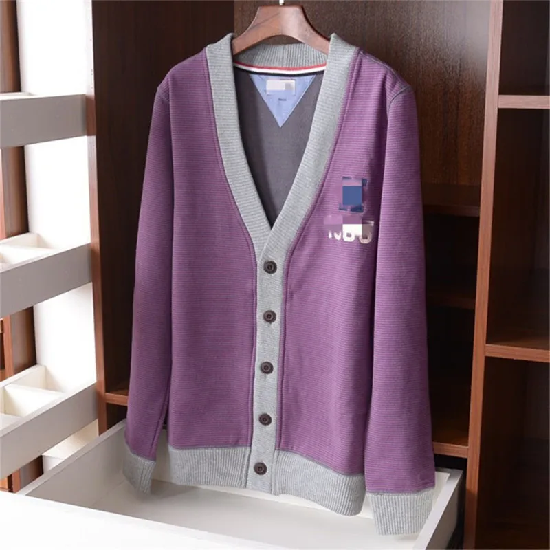 

cotton polyester blend Vneck knit men casual solid slim thick cardigan sweater single breasted S-XL retail wholesale