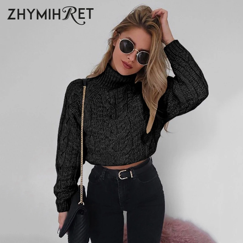 Женский свитер с высоким воротом ZHYMIHRET свободный длинным рукавом 2019 | Женская