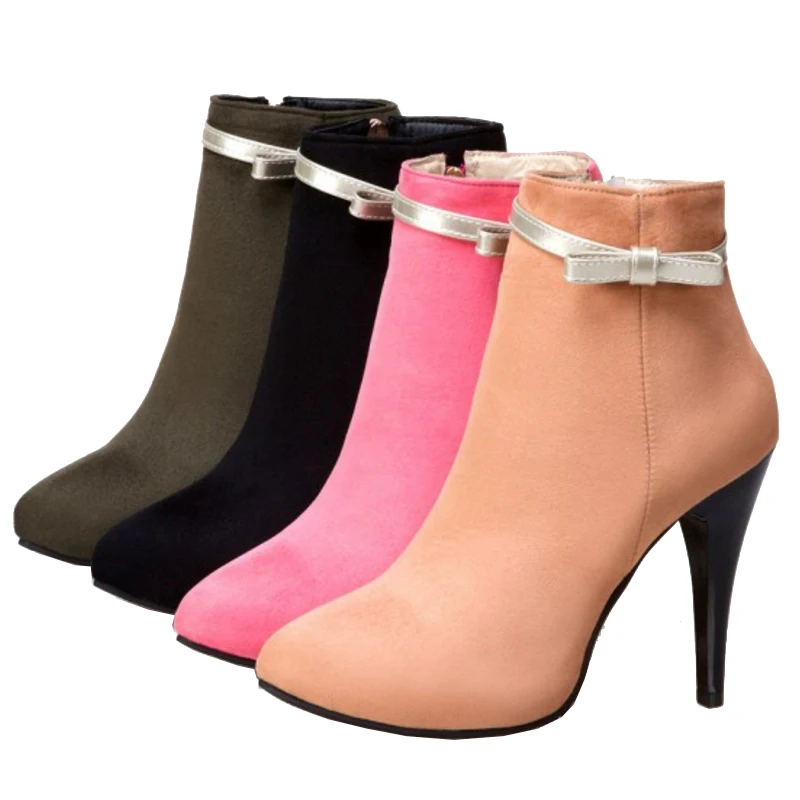 SJJH/женские ботильоны из флока на шпильке с острым носком молнии Короткие