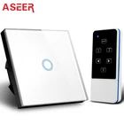 Беспроводной сенсорный выключатель ASEER RF433MHz, модель ЕС для умного дома, 600 Вт, 1 комплект, переключатель, белая кристаллическая стеклянная панель, 110  240 В переменного тока, светодиодный индикатор