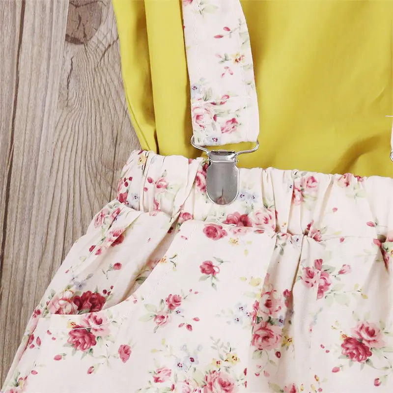 Комплекты одежды для маленьких девочек Футболка с лямками топы шорты цветочным