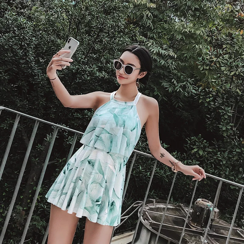 Summer Лето 2018 новая сексуальная юбка брюки Цельный купальник с рюшами женский