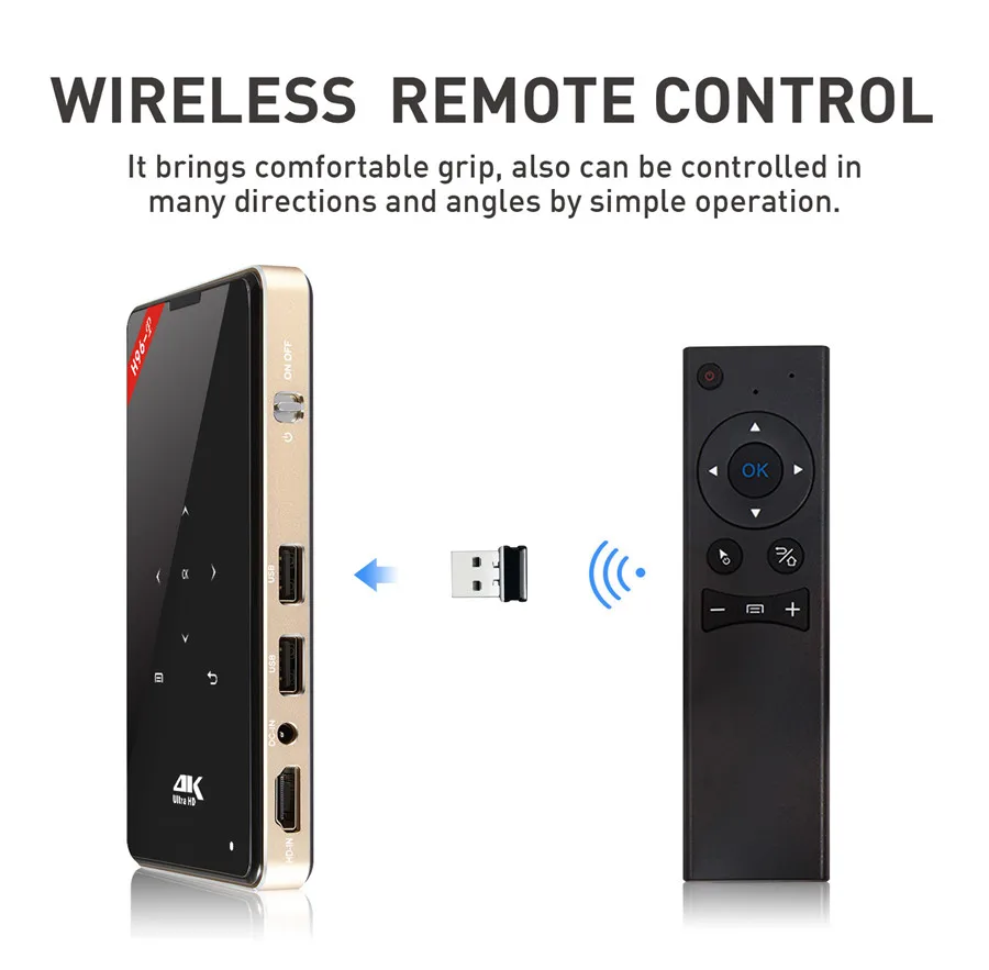 H96-P Android tv Box четырехъядерный мини-проектор DLP двухдиапазонный 5G wifi домашний видео кинотеатр Ultra HD Bluetooth 4 K портативный проектор