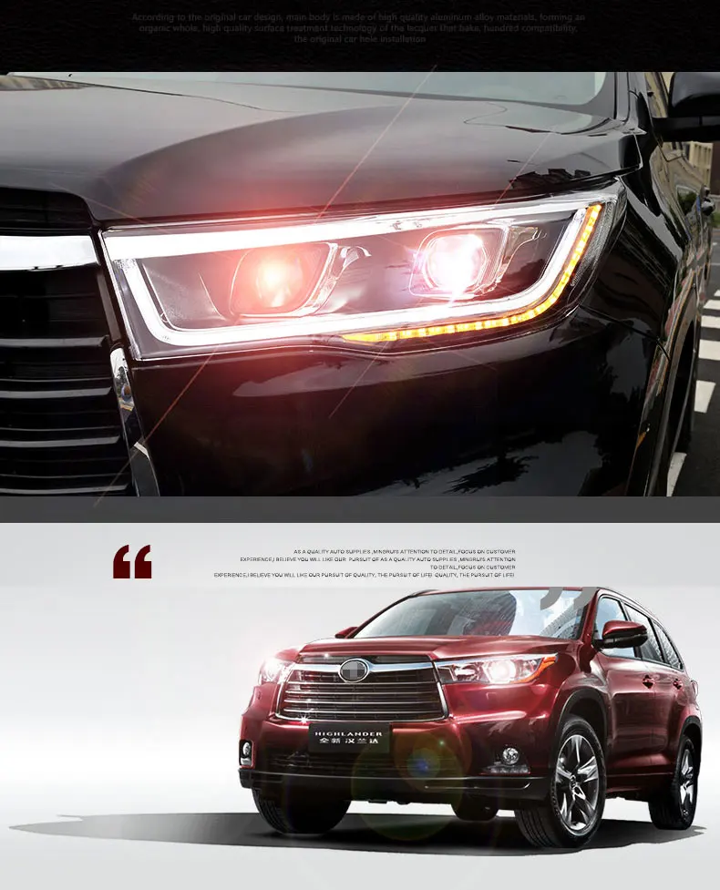 Набор для автостайлинга для Toyota Highlander фары светодиодный фара Highlander DRL Объектив двойной луч HID Xenon автомобильные аксессуары