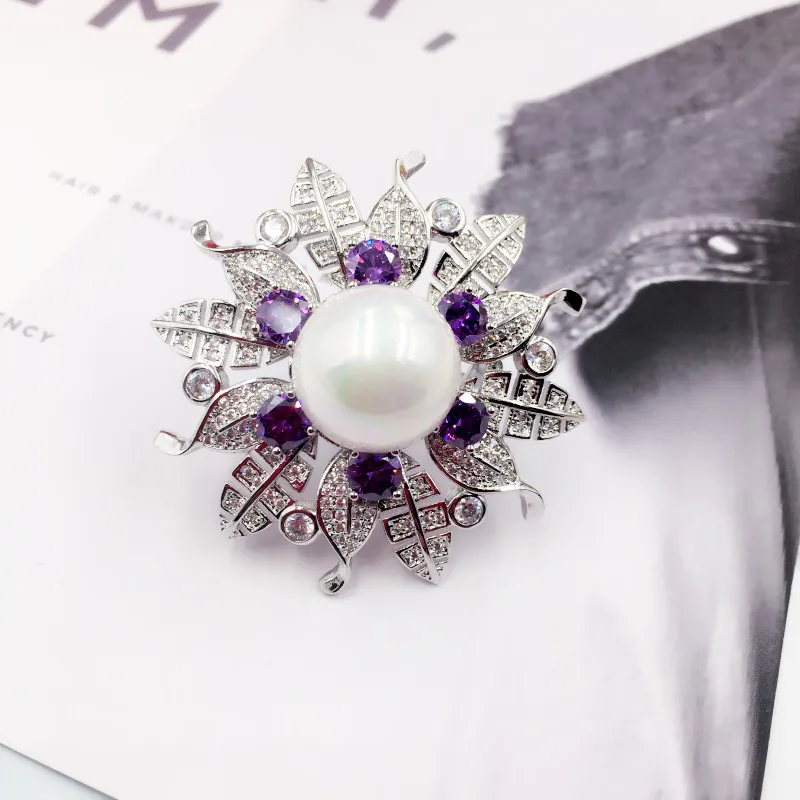 Новая мода Цветок Броши для Для женщин Европейский люкс CZ Циркон Рождество брошь