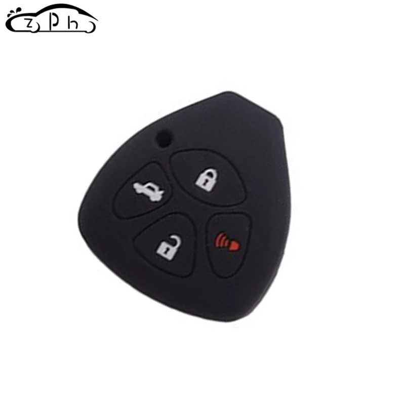 Black Silicone Car Key Cover Fob Shell Case 4 Button for TOYOTA Corolla Hilux Vitz Rav4 Aqua Camry Highlander Land Cruiser Pardo Prius - Color Name: Black