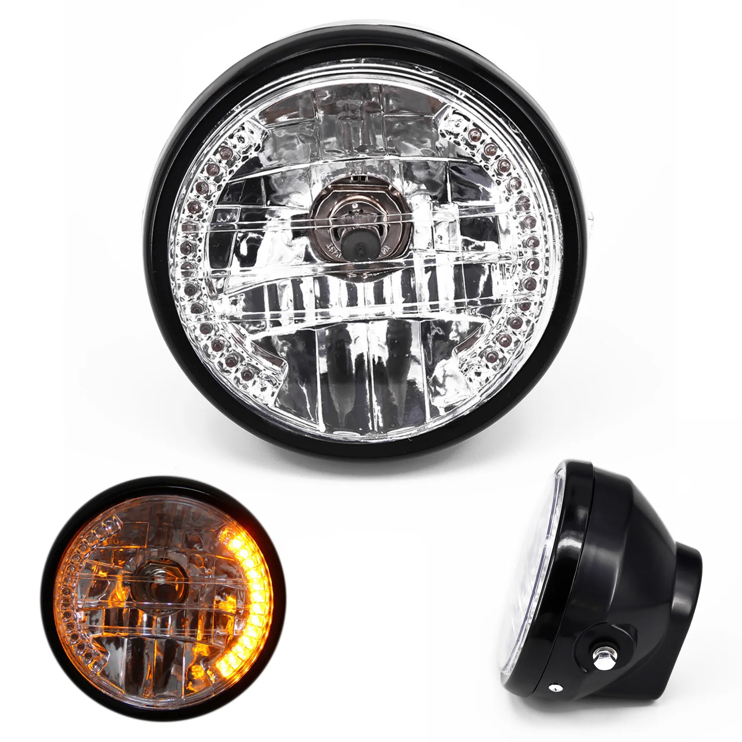 7 дюймовая фара для мотоцикла светодиодный Янтарный указатель поворота Harley Racer