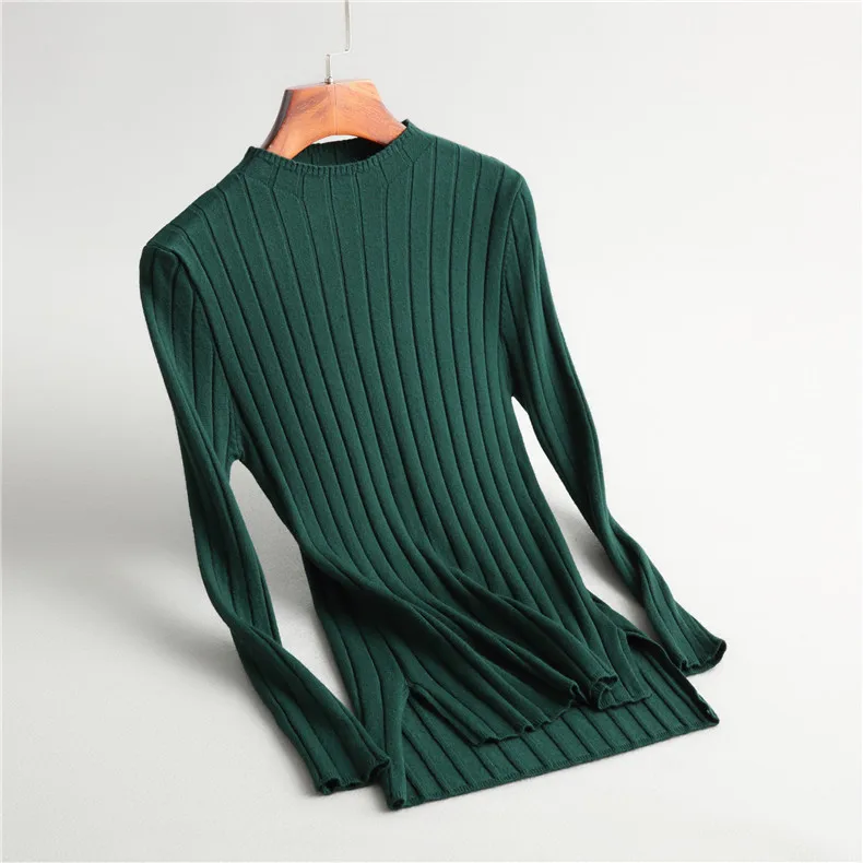 

High Quality Fashion Women Pullovers Turtleneck Knit Shirt Long Sleeve Stretched Solid Sweater Tops 2020 Fall Winter Jumper