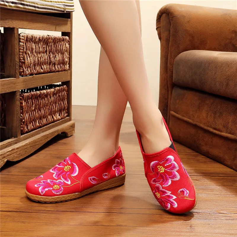 Chaussure Femme 2017 Мода Скольжения На Оксфорд Обувь Для Женщин Китайский Стиль Вышивки