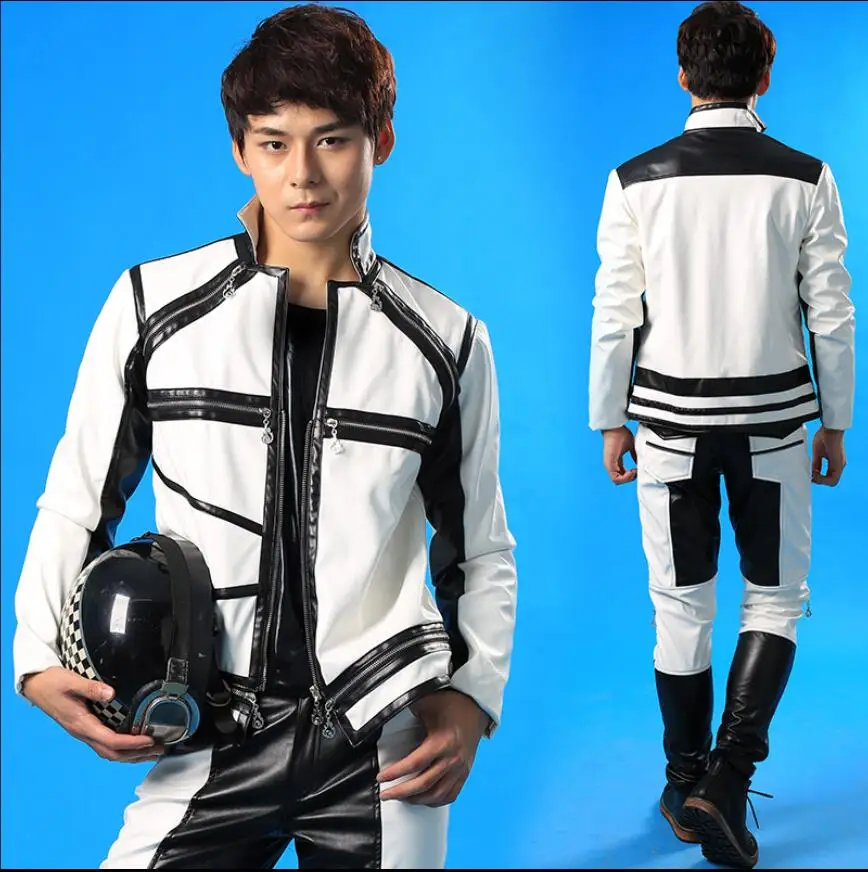 Куртка из искусственной кожи мужской костюм певицы правый чжилун с одинаковыми
