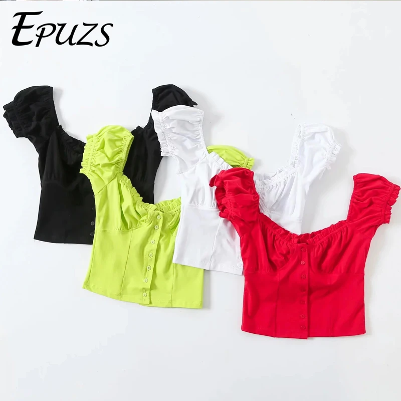 Сексуальный укороченный топ винтажный каваи с оборками черная белая рубашка