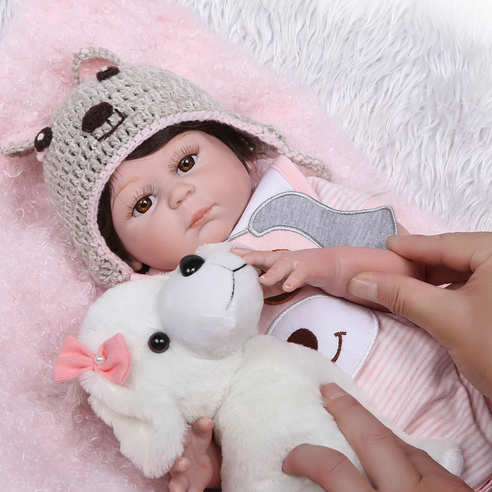 NPK bebe reborn 50 см силиконовые куклы для детей подарок с белым щенком плюшевые игрушки