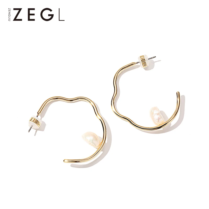 ZEGL круглые серьги клипсы большие для женщин геометрические