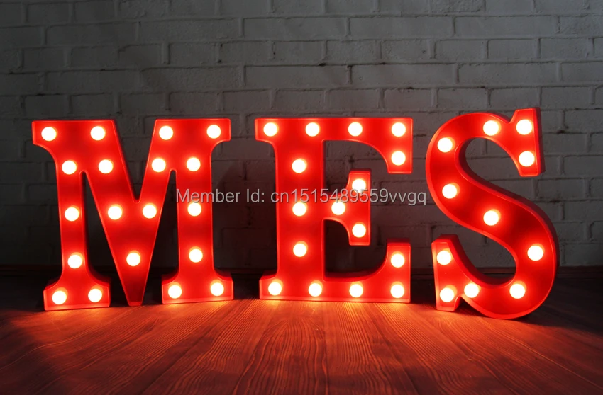 Буквенный светодиодный знак Marquee винтажный алфавит пластиковый неоновый свет