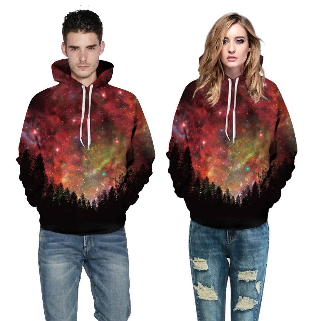 Miduo Galaxy толстовки мужские/женские 3d кофты цифровой печати лес с капюшоном бренд