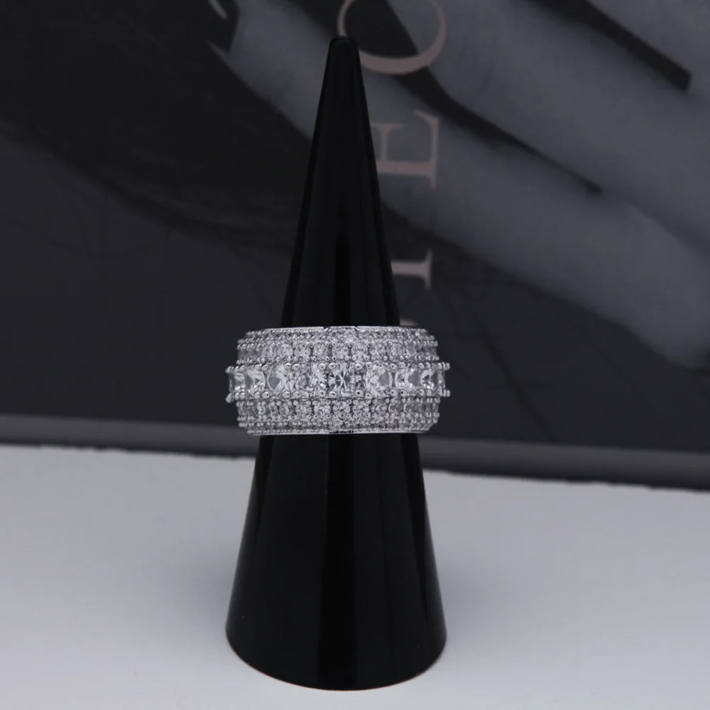 Крапановая закрепка ААА CZ камень Bling лед из ювелирных изделий круглые кольца на