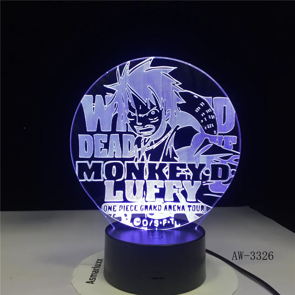 3D Led Vision аниме Луффи моделирование ночной Светильник Usb Одна деталь настольная