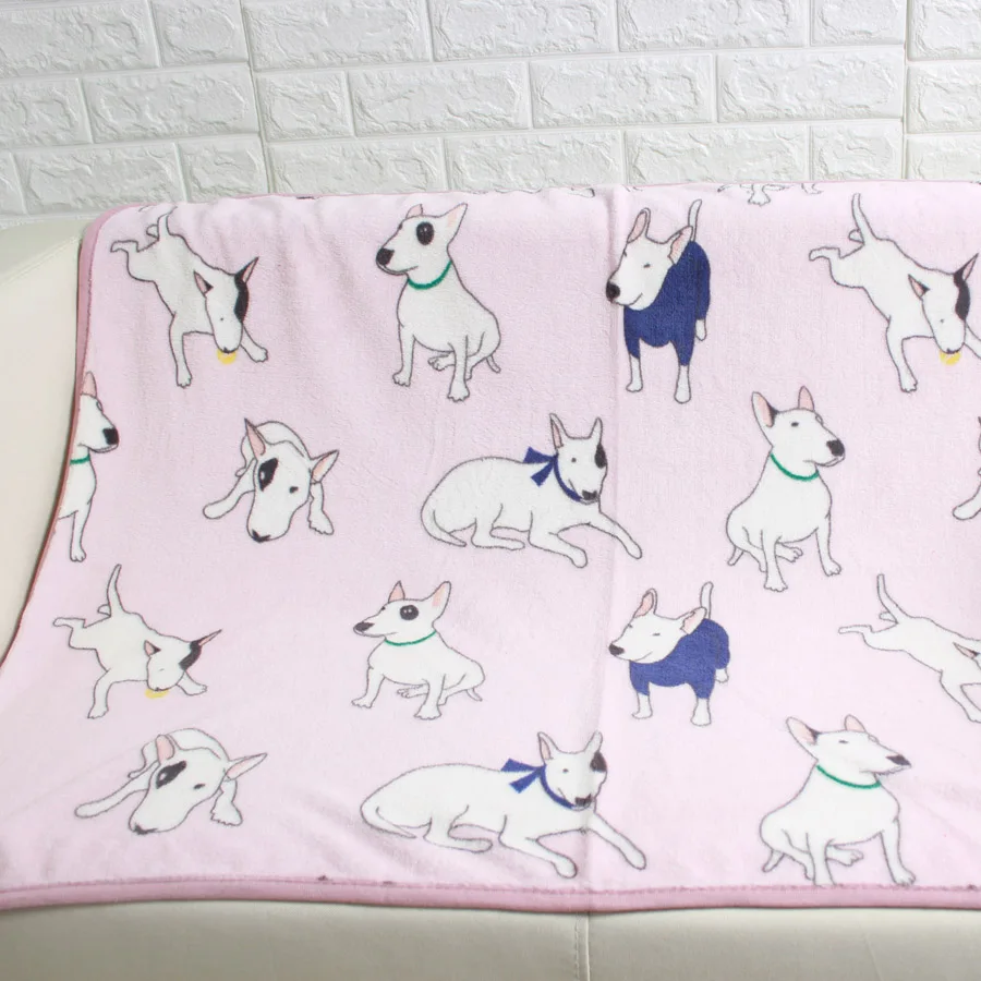 Очень мягкое Флисовое одеяло с рисунком бултерьера для собак два размера|blanket
