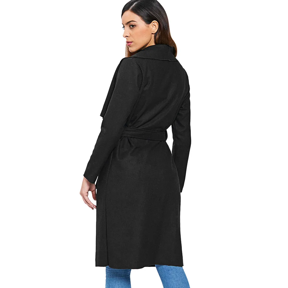 VESTLINDA длинный плащ женская одежда драпированный шалевый воротник с длинным